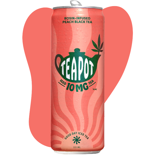 A can of Tea Pot 10MG Rosin Infused Peach Black Tea