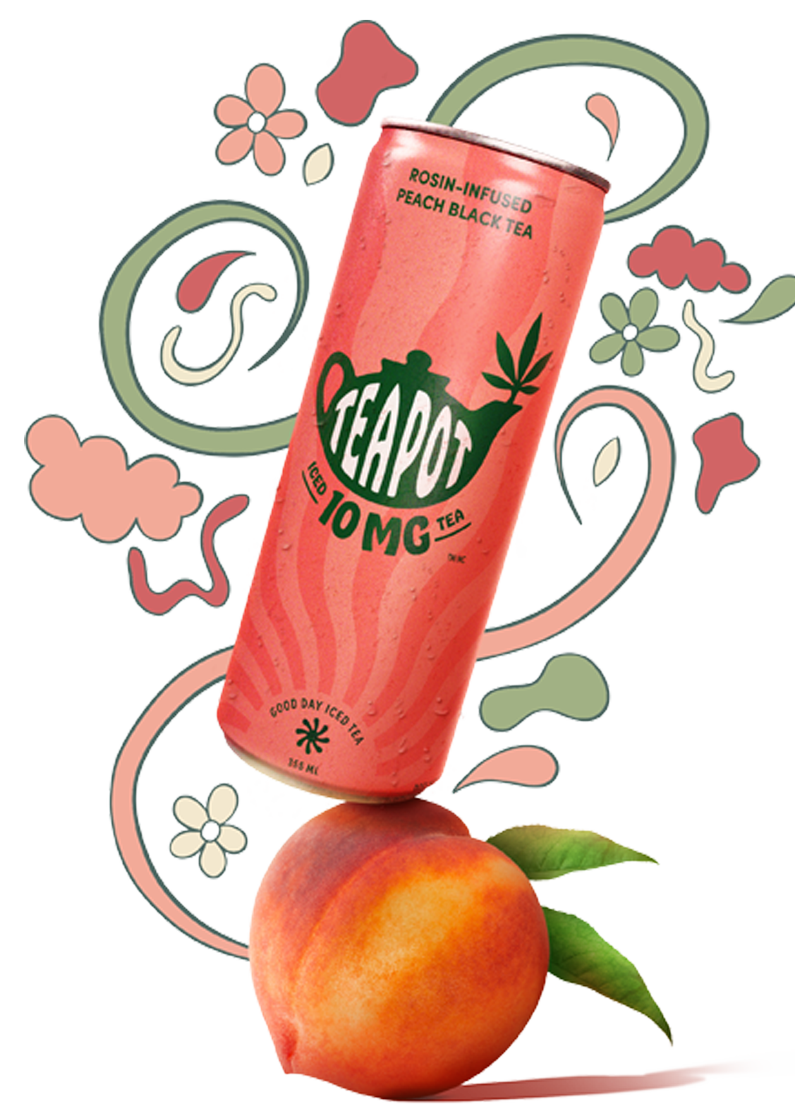 teapot-10mg-peach-black-tea A can balancing on a lemon of Tea Pot 10MG Rosin Infused Peach Black Tea